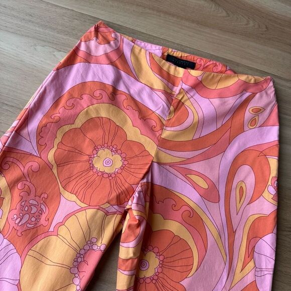 The Limited Retro Pink Orange Floral Stretch Twill Pants - Picture 3 of 5